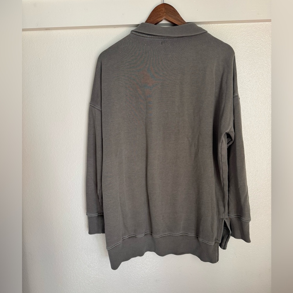 Aerie Sun’s Out Quarter Zip Sweatshirt Olive Green Oversized Pullover L - Picture 8 of 10